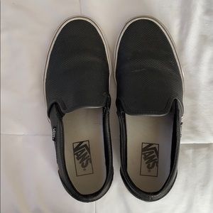 Black leather slip on vans
